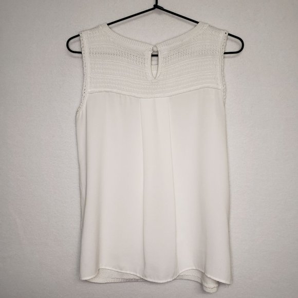 Talbots White Tank Top Knit & Chiffon - Picture 3 of 6